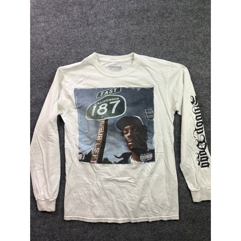Snoop Dogg Long Sleeve Graphic T-Shirt Mens Small White California 187 Hip Hop